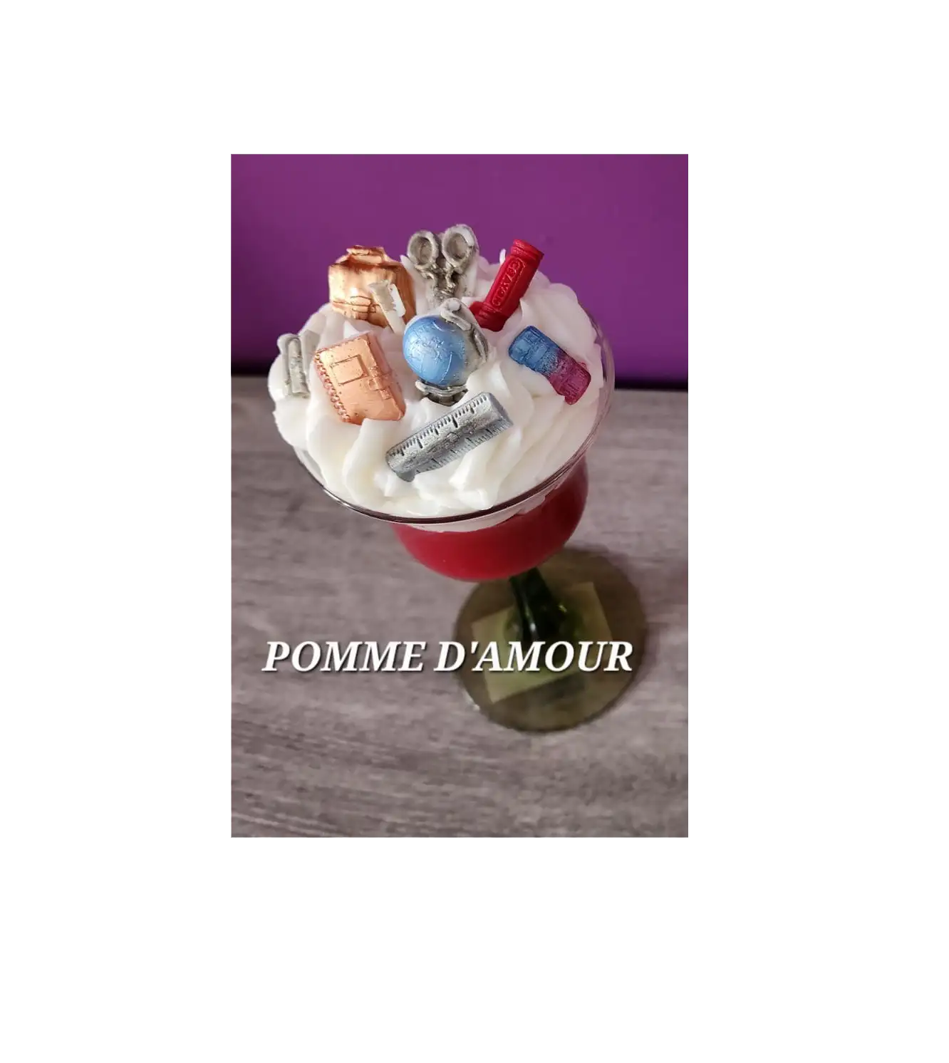 Bougie personnalisée pomme d'amour